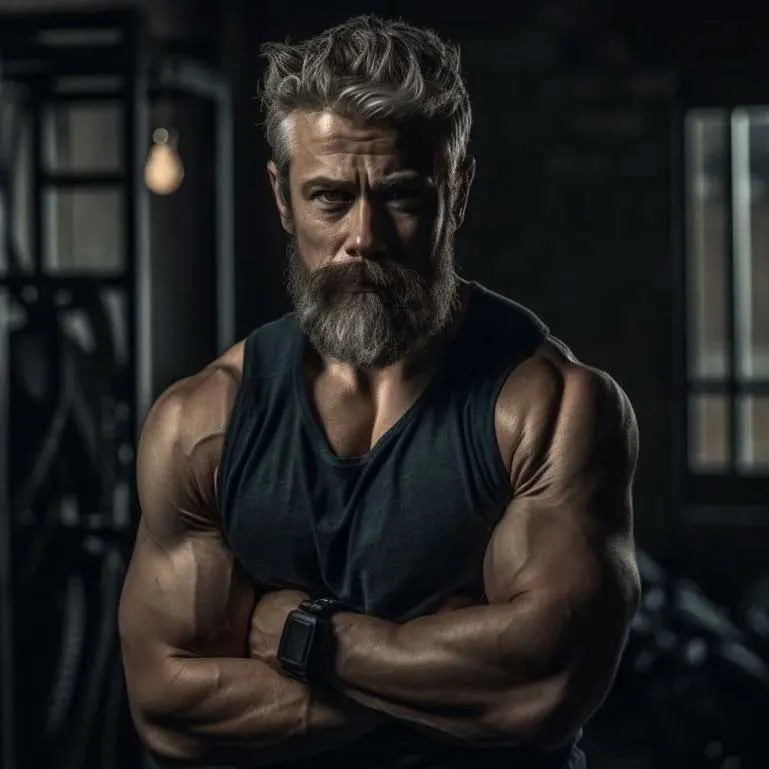 Mature man in a gym representing healthy aging and men’s wellness